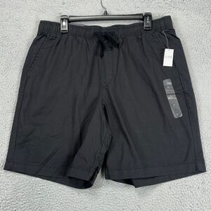 GAP 8 Inseam Easy Shorts Mens Large Black Casual Drawstring Elastic Waist NEW